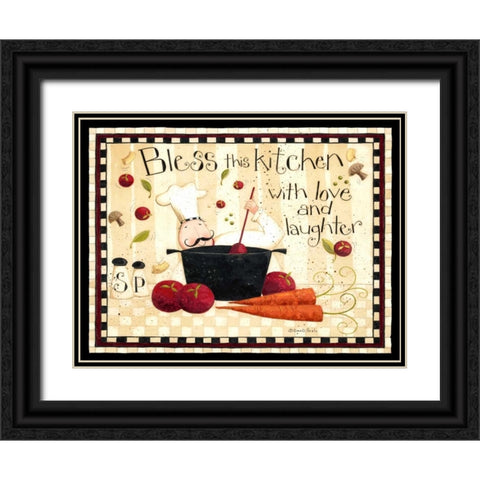 Bless This Kitchen Black Ornate Wood Framed Art Print with Double Matting by DiPaolo, Dan