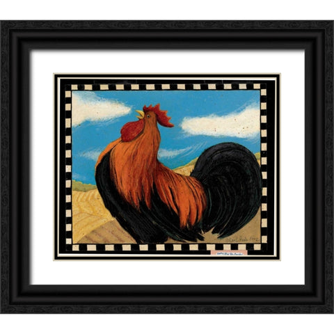 Bluesky Rooster Black Ornate Wood Framed Art Print with Double Matting by DiPaolo, Dan