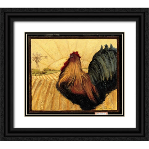 Windmill Rooster Black Ornate Wood Framed Art Print with Double Matting by DiPaolo, Dan