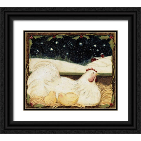 Christmas Chicks Black Ornate Wood Framed Art Print with Double Matting by DiPaolo, Dan