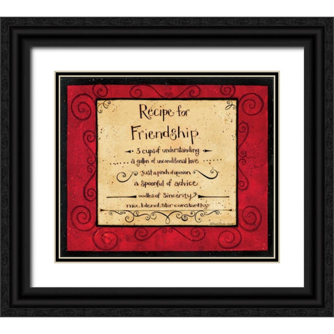 Friendship Recipe Black Ornate Wood Framed Art Print with Double Matting by DiPaolo, Dan