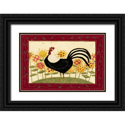 Rooster Black Ornate Wood Framed Art Print with Double Matting by DiPaolo, Dan