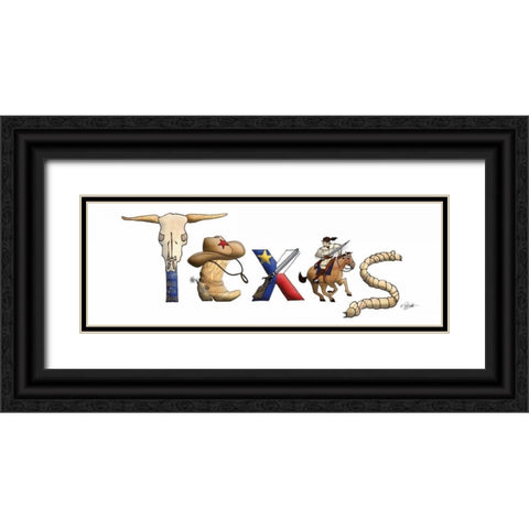 Texas Illustration Black Ornate Wood Framed Art Print with Double Matting by Stimson, Diane