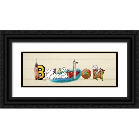 Boston Sign Black Ornate Wood Framed Art Print with Double Matting by Stimson, Diane