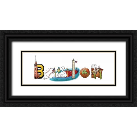 Boston Illustration Black Ornate Wood Framed Art Print with Double Matting by Stimson, Diane
