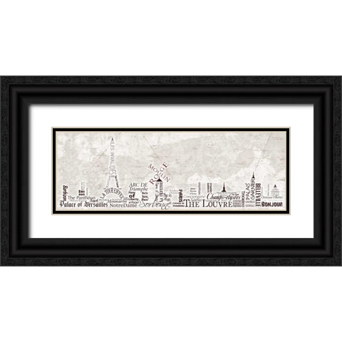 Paris Skyline Black Ornate Wood Framed Art Print with Double Matting by Stimson, Diane