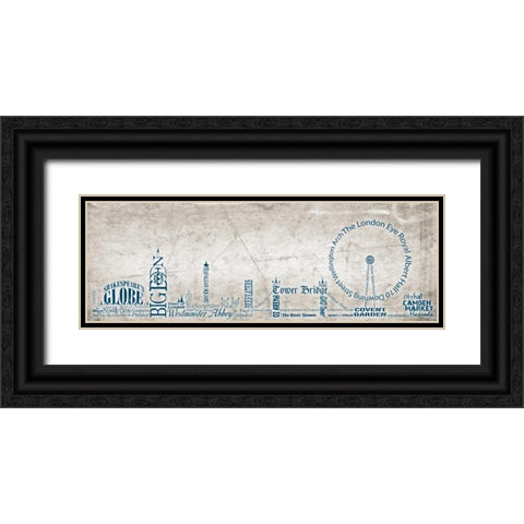 London Skyline Blue Black Ornate Wood Framed Art Print with Double Matting by Stimson, Diane