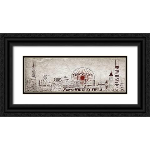 Chicago Skyline Black Ornate Wood Framed Art Print with Double Matting by Stimson, Diane