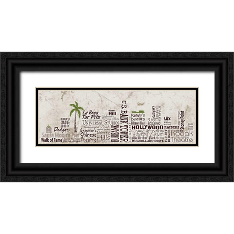 Los Angeles Skyline Black Ornate Wood Framed Art Print with Double Matting by Stimson, Diane