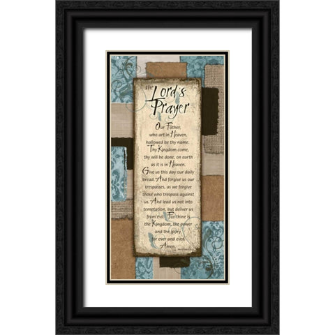 Patchwork Lords Prayer Blue Black Ornate Wood Framed Art Print with Double Matting by Stimson, Diane