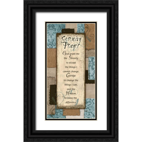 Patchwork Serenity Prayer Blue Black Ornate Wood Framed Art Print with Double Matting by Stimson, Diane