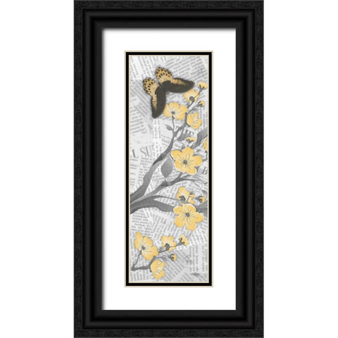Cherry Blossom Bflies 1 Black Ornate Wood Framed Art Print with Double Matting by Stimson, Diane