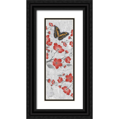 Red Cherry Blossom 3 Black Ornate Wood Framed Art Print with Double Matting by Stimson, Diane