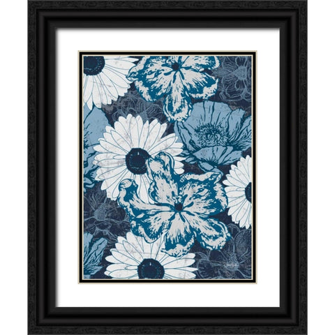 Floral Toile 4 Black Ornate Wood Framed Art Print with Double Matting by Stimson, Diane