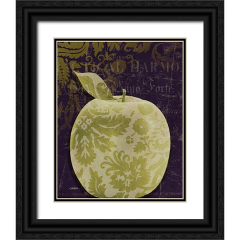 Apple Damask Center Black Ornate Wood Framed Art Print with Double Matting by Stimson, Diane