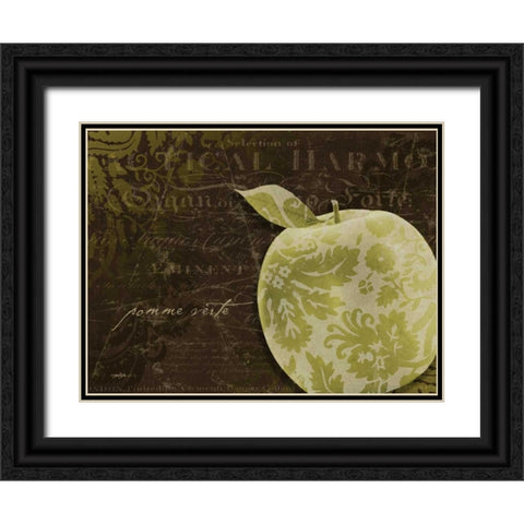 Apple Damask Horizontal Black Ornate Wood Framed Art Print with Double Matting by Stimson, Diane