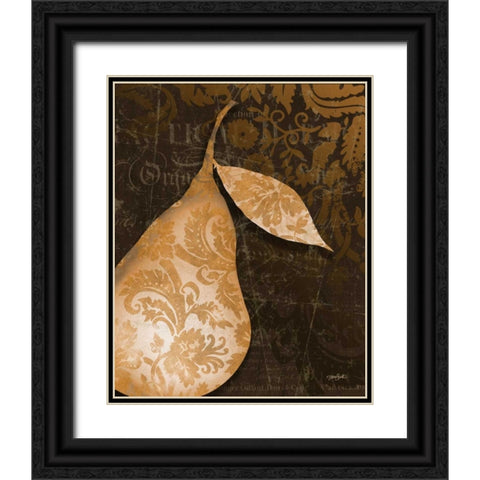 Pear Damask Vert Black Ornate Wood Framed Art Print with Double Matting by Stimson, Diane