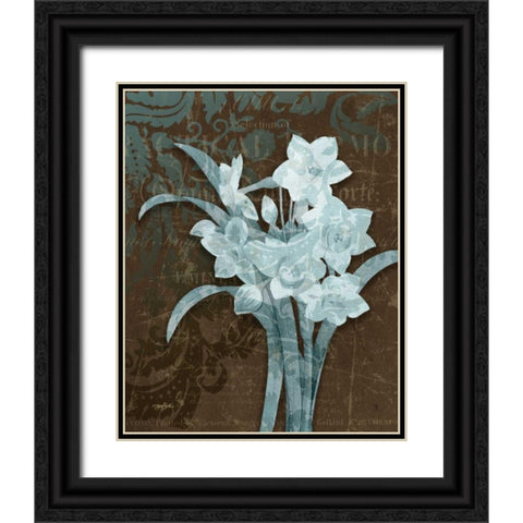 Daffodil Damask Black Ornate Wood Framed Art Print with Double Matting by Stimson, Diane