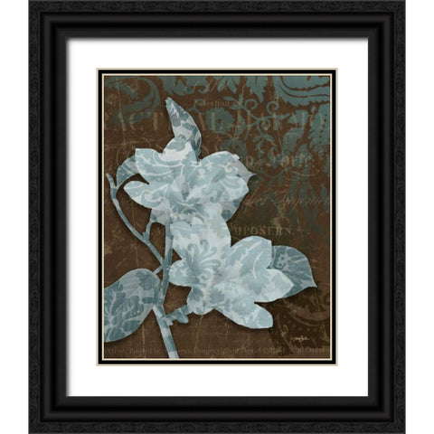 Magnolia Damask Black Ornate Wood Framed Art Print with Double Matting by Stimson, Diane