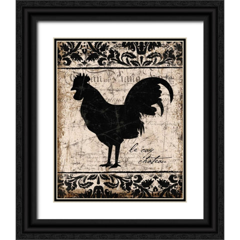 Black Rooster 2 Black Ornate Wood Framed Art Print with Double Matting by Stimson, Diane