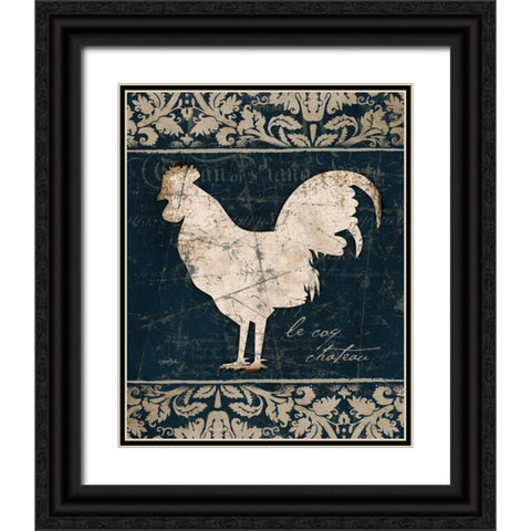 Navy Rooster 2 Black Ornate Wood Framed Art Print with Double Matting by Stimson, Diane