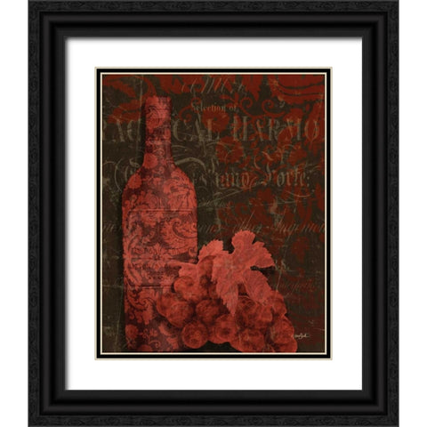 Red Wine Damask Black Ornate Wood Framed Art Print with Double Matting by Stimson, Diane