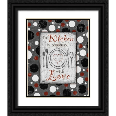 Kitchen Love Grey Black Ornate Wood Framed Art Print with Double Matting by Stimson, Diane