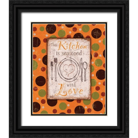 Kitchen Love Orange Black Ornate Wood Framed Art Print with Double Matting by Stimson, Diane