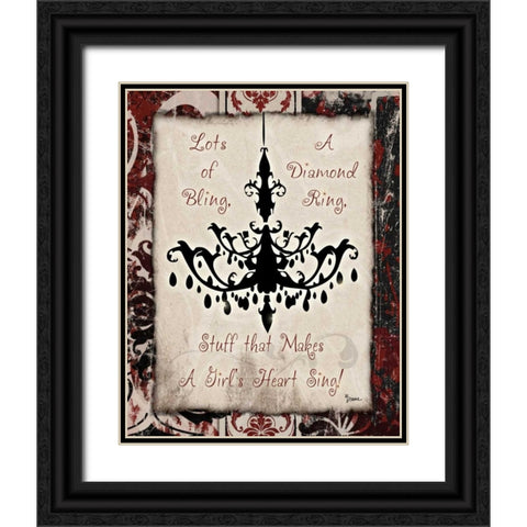 Chandelier Bling 1 Black Ornate Wood Framed Art Print with Double Matting by Stimson, Diane
