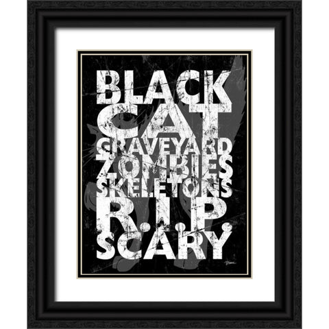 Black Cat Black Ornate Wood Framed Art Print with Double Matting by Stimson, Diane