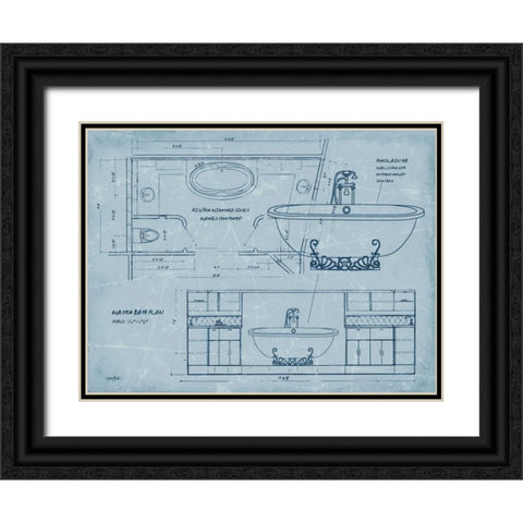 Bath Blueprint 2 Black Ornate Wood Framed Art Print with Double Matting by Stimson, Diane