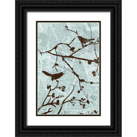 Bird Branches A Black Ornate Wood Framed Art Print with Double Matting by Stimson, Diane