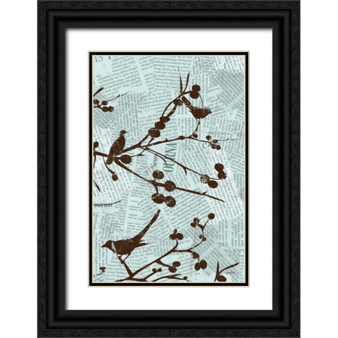 Bird Branches B Black Ornate Wood Framed Art Print with Double Matting by Stimson, Diane