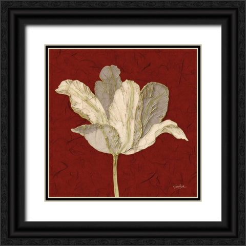 Red Behind Tulip Black Ornate Wood Framed Art Print with Double Matting by Stimson, Diane