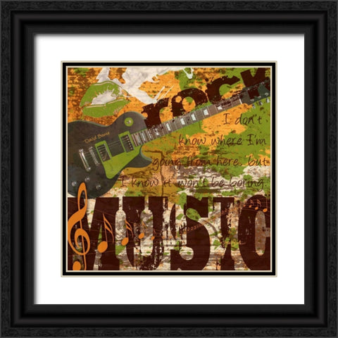Rock Music 1 Black Ornate Wood Framed Art Print with Double Matting by Stimson, Diane