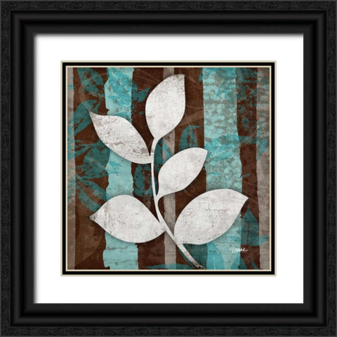 Aqua Leaf 1 Black Ornate Wood Framed Art Print with Double Matting by Stimson, Diane