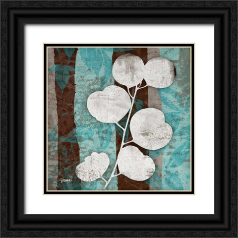 Aqua Leaf 2 Black Ornate Wood Framed Art Print with Double Matting by Stimson, Diane