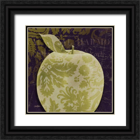 Apple Damask Center Black Ornate Wood Framed Art Print with Double Matting by Stimson, Diane