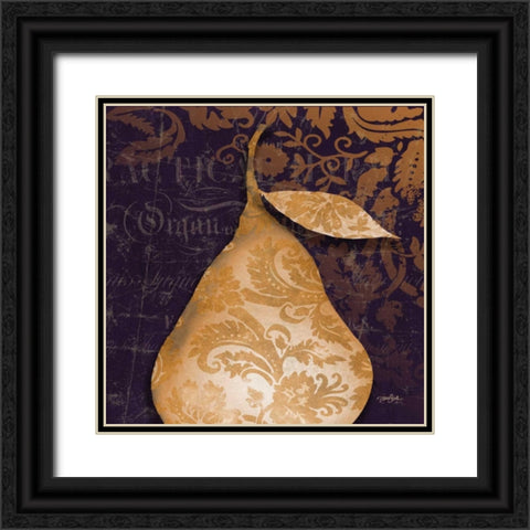 Pear Damask Black Ornate Wood Framed Art Print with Double Matting by Stimson, Diane