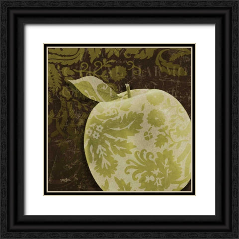 Apple Damask Black Ornate Wood Framed Art Print with Double Matting by Stimson, Diane