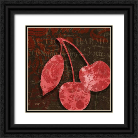 Cherry Damask Red Black Ornate Wood Framed Art Print with Double Matting by Stimson, Diane