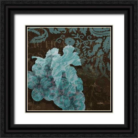 Grape Damask Black Ornate Wood Framed Art Print with Double Matting by Stimson, Diane