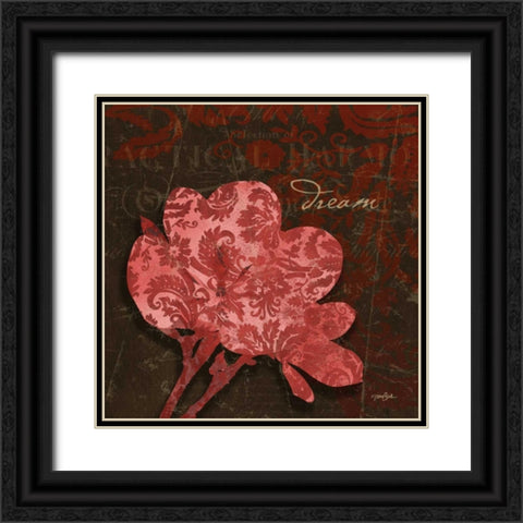 Magnolia Damask 1 Black Ornate Wood Framed Art Print with Double Matting by Stimson, Diane