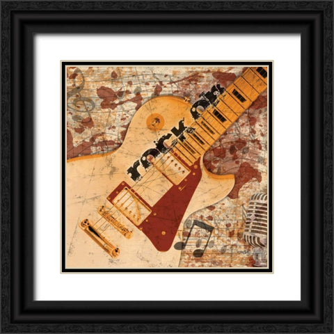 Guitar Rock 1 Black Ornate Wood Framed Art Print with Double Matting by Stimson, Diane