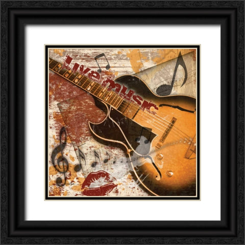 Guitar Rock 2 Black Ornate Wood Framed Art Print with Double Matting by Stimson, Diane