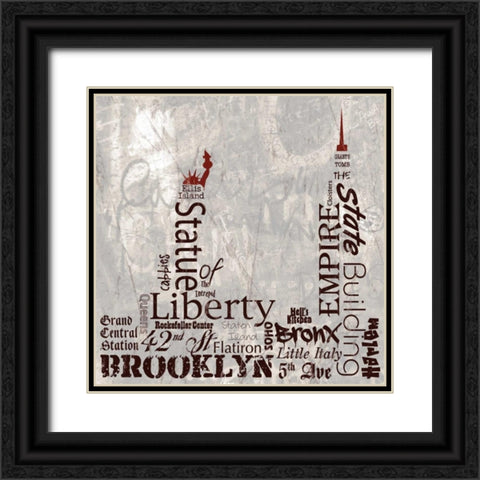 NY Skyline Black Ornate Wood Framed Art Print with Double Matting by Stimson, Diane