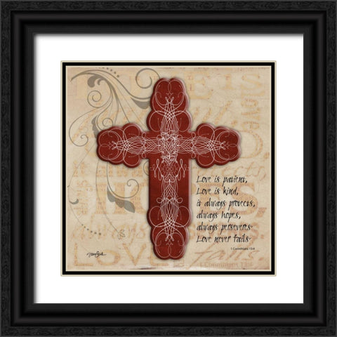 Blingy Cross 1 Black Ornate Wood Framed Art Print with Double Matting by Stimson, Diane