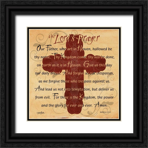 The Lords Prayer Cross Black Ornate Wood Framed Art Print with Double Matting by Stimson, Diane