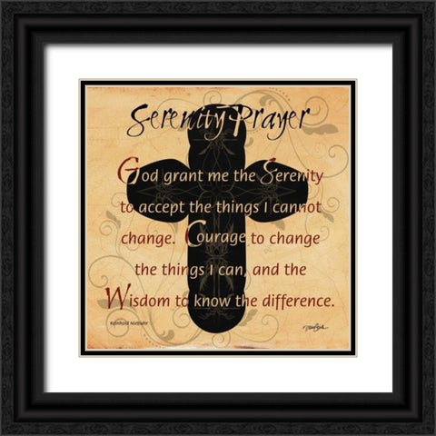 Serenity Prayer Cross Black Ornate Wood Framed Art Print with Double Matting by Stimson, Diane