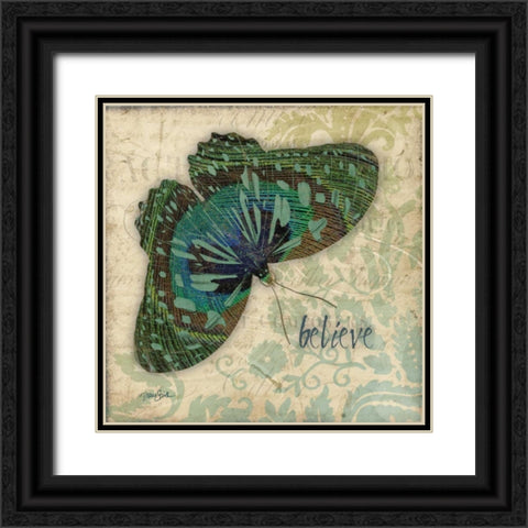 Peacock Bfly 2 Black Ornate Wood Framed Art Print with Double Matting by Stimson, Diane